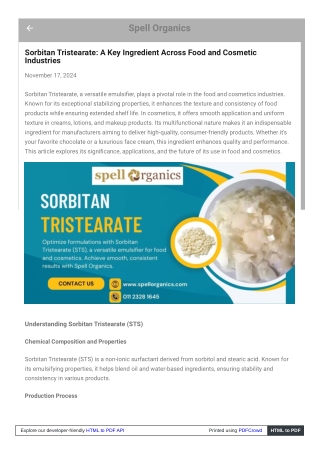 Sorbitan Tristearate Applications - From Food Emulsions to Skincare Creams