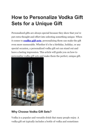 How to Personalize Vodka Gift Sets for a Unique Gift