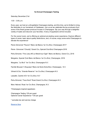 1st Annual Champagne Tasting