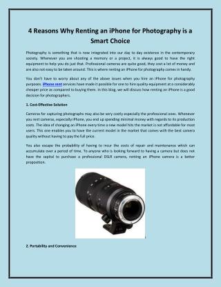 4 Reasons Why Renting an iPhone for Photography is a Smart Choice