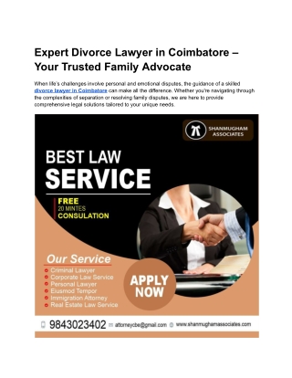 Expert Divorce Lawyer in Coimbatore – Your Trusted Family Advocate