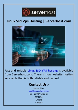 Linux Ssd Vps Hosting  Serverhost.com