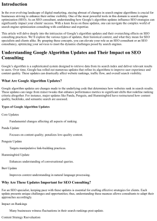 Understanding Google Algorithm Updates and Their Impact on SEO Consulting
