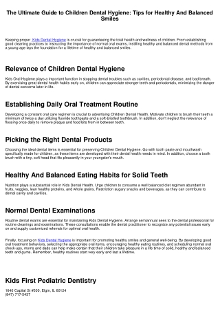 The Ultimate Overview to Children Dental Hygiene: Tips for Healthy Smiles