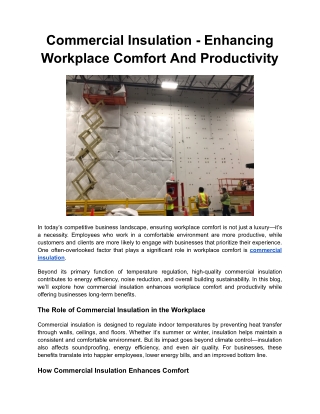 Commercial Insulation - Enhancing Workplace Comfort And Productivity