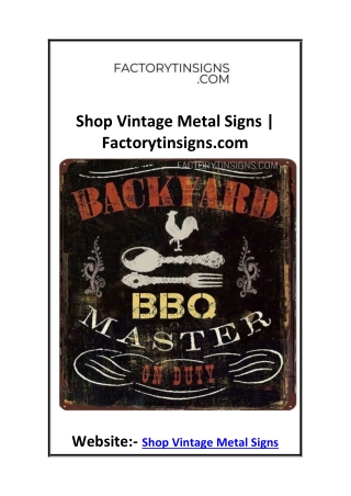 Shop Vintage Metal Signs  Factorytinsigns.com