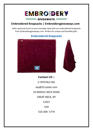 Embroidered Knapsacks  Embroiderygiveaways.com