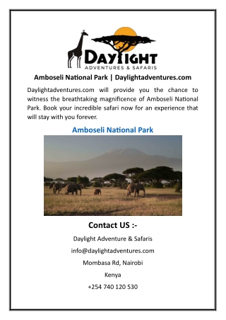 Amboseli National Park  Daylightadventures.com