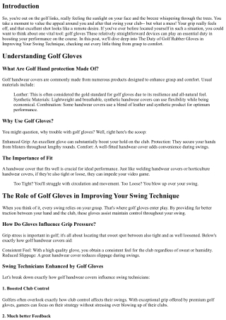 The Duty of Golf Hand Protection in Improving Your Swing Method