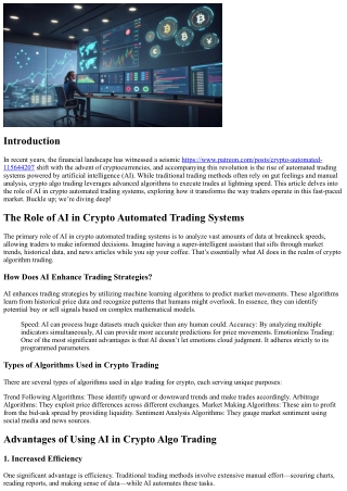 The Role of AI in Crypto Automated Trading Systems