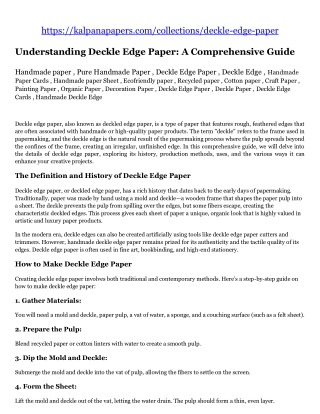 Understanding Deckle Edge Paper: A Comprehensive Guide