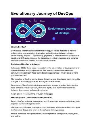 Evolutionary Journey of DevOps