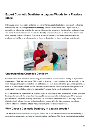 Expert Cosmetic Dentistry in Laguna Woods for a Flawless Smile