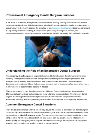 Professional Emergency Dental Surgeon Services