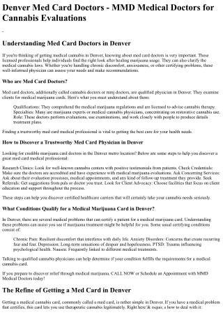Med Card Doctors Denver