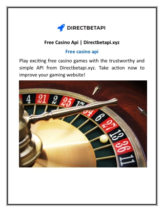Free Casino Api | Directbetapi.xyz