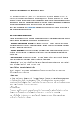 Protect Your iPhone With the best iPhone Covers In India