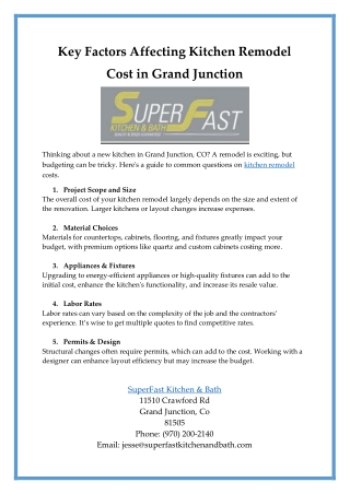 Key Factors Affecting Kitchen Remodel Cost in Grand Junction