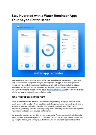 Stay Hydrated with a Water Reminder App_ Your Key to Better Health