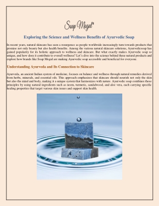 Exploring the Science and Wellness Benefits of Ayurvedic Soap
