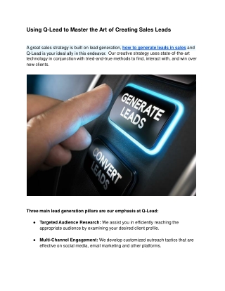 Using Q-Lead to Master the Art of Creating Sales Leads