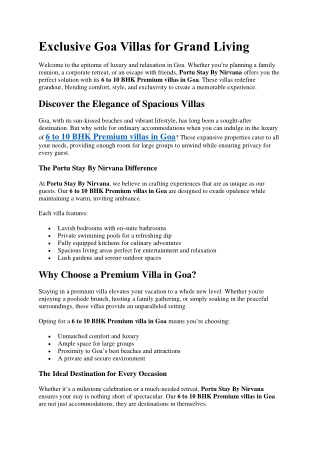 Exclusive Goa Villas for Grand Living