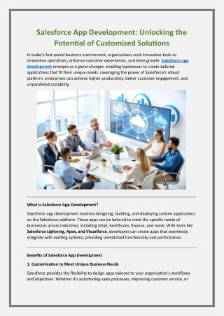 Salesforce App Development: Unlocking the Potential of Customized Solutions