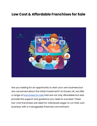 Low Cost & Affordable Franchises for Sale