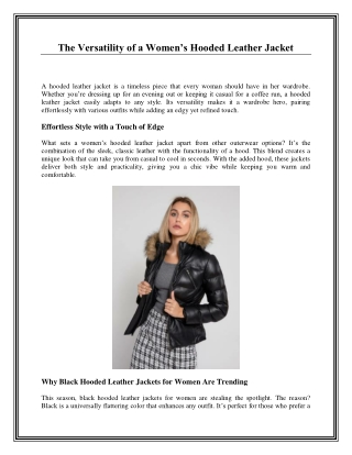 The Versatility of a Women’s Hooded Leather Jacket