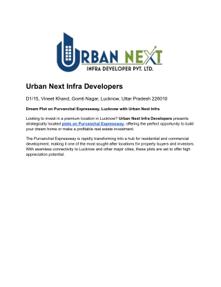 Real Estate Lucknow Plot Sale Dream Plot on Purvanchal Expressway, Lucknow