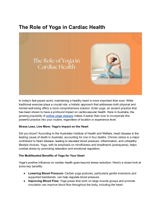The Role of Yoga in Cardiac Health