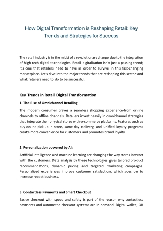 Navigating Change: A Deep Dive into the Impact of Digitalization on Retail