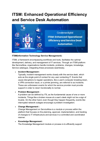 ITSM Enhanced Operational Efficiency and Service Desk Automation