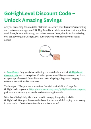 Unlock Savings with GoHighLevel Discount Codes