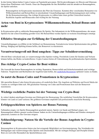 Die besten Strategien, um von Bonusangeboten im Kryptocasino zu profitieren