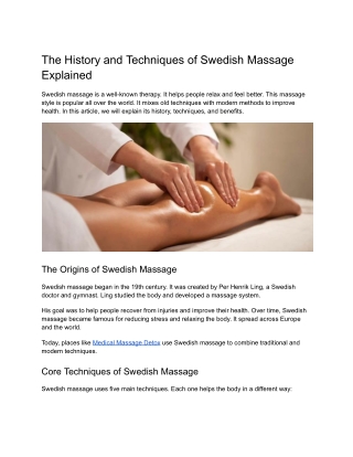 The History and Techniques of Swedish Massage Explained