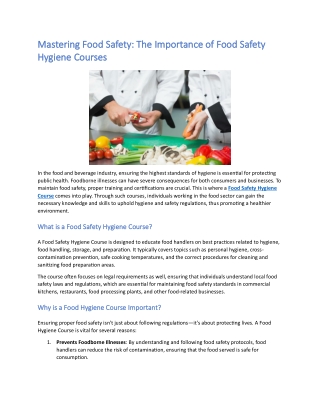 Mastering Food Safety