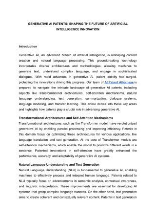 GENERATIVE AI PATENTS_ SHAPING THE FUTURE OF ARTIFICIAL INTELLIGENCE INNOVATION
