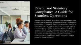 Payroll and Statutory Compliance: A Guide for Seamless Operations