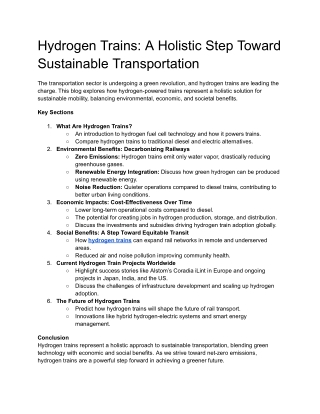 Hydrogen Trains_ A Holistic Step Toward Sustainable Transportation