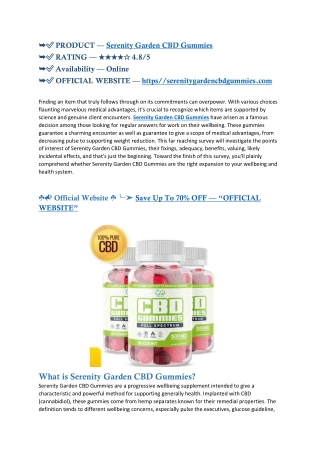 What Are Serenity Garden CBD Gummies and How Do They Work?