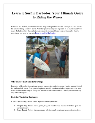 Learn to Surf in Barbados: Your Ultimate Guide to Riding the Waves