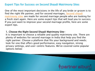 Expert Tips for Success on Second Shaadi Matrimony Sites