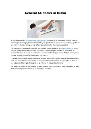General AC dealer in Dubail