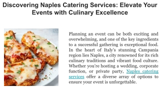 Discovering Naples Catering Services_ Elevate Your Events with Culinary Excellence