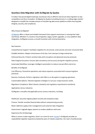 Data Migration with iQ Migrate by Qualex