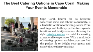 The Best Catering Options in Cape Coral_ Making Your Events Memorable