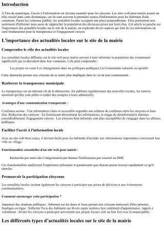 L'importance des actualités locales sur le site de la mairie