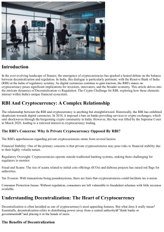 Decentralization vs Regulation: The Crypto Challenge for RBI