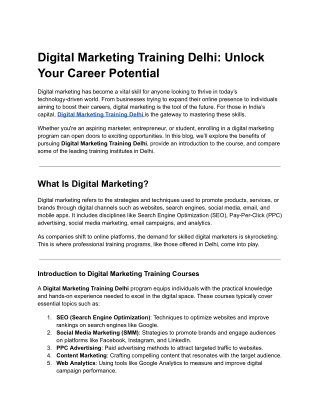 DIGITAL MARKETING TRAINING DELHI